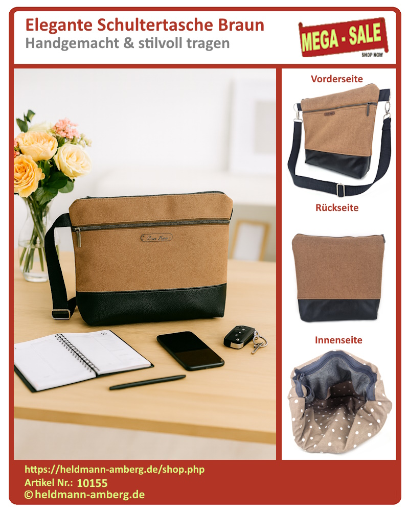 10155 Elegante Schultertasche Braun