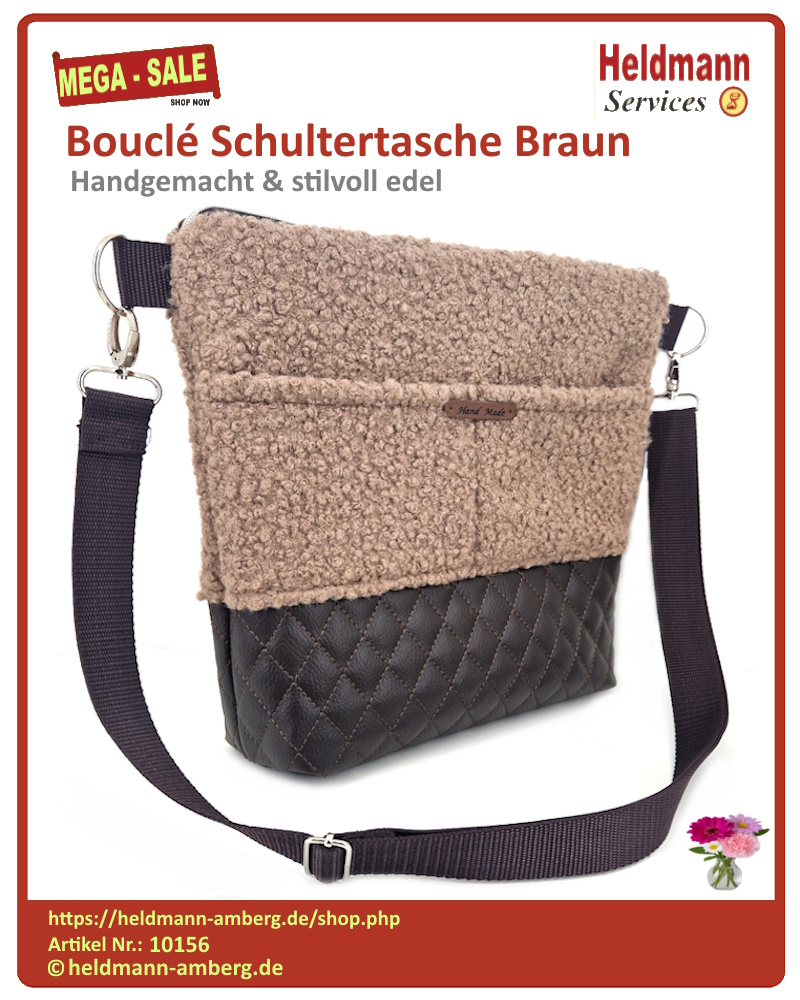 10156 Bouclé Schultertasche Braun