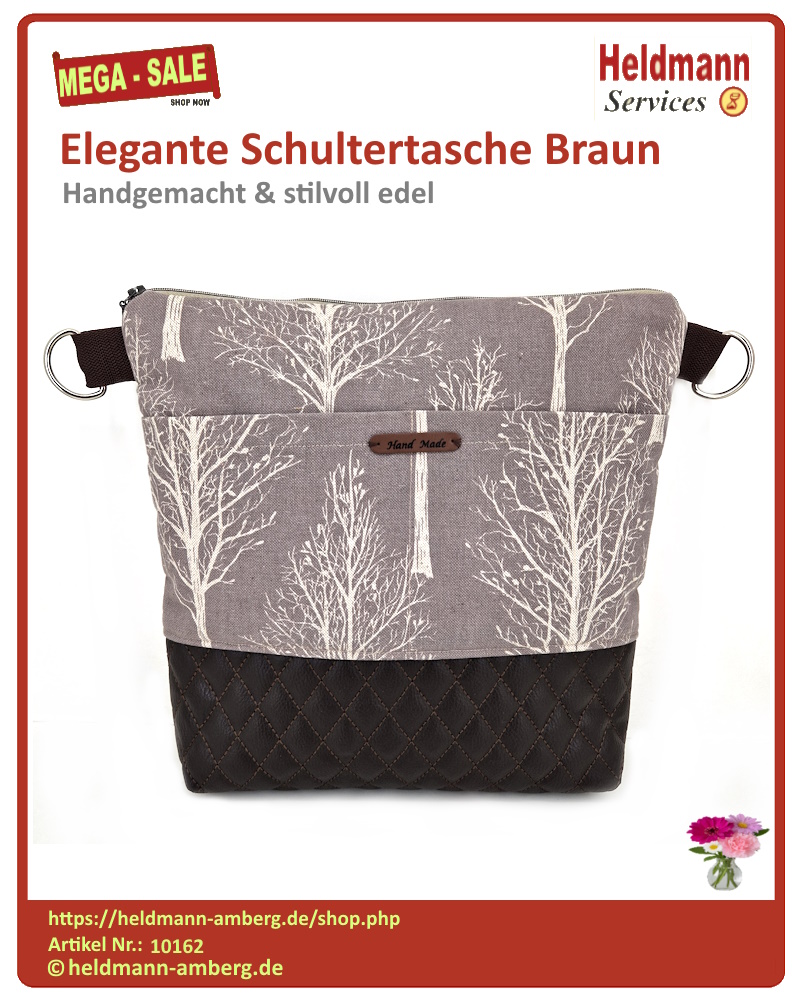 10162 Elegante Schultertasche Braun Vorderseite