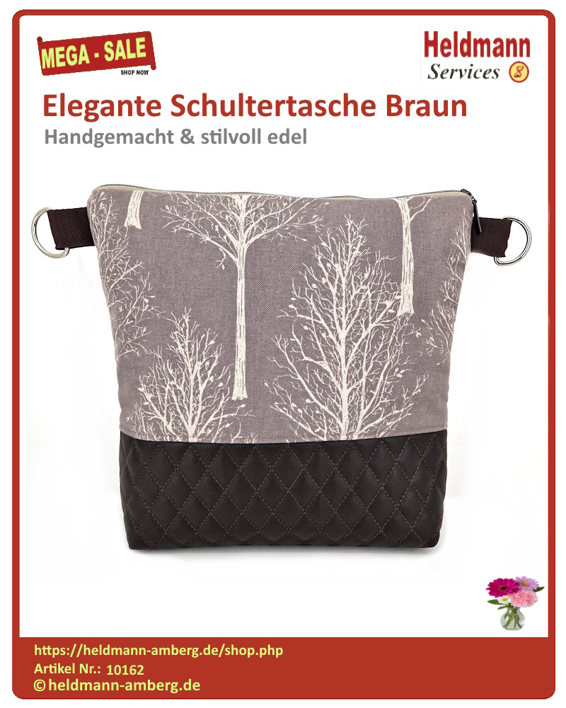 10162 Elegante Schultertasche Braun Rückseite