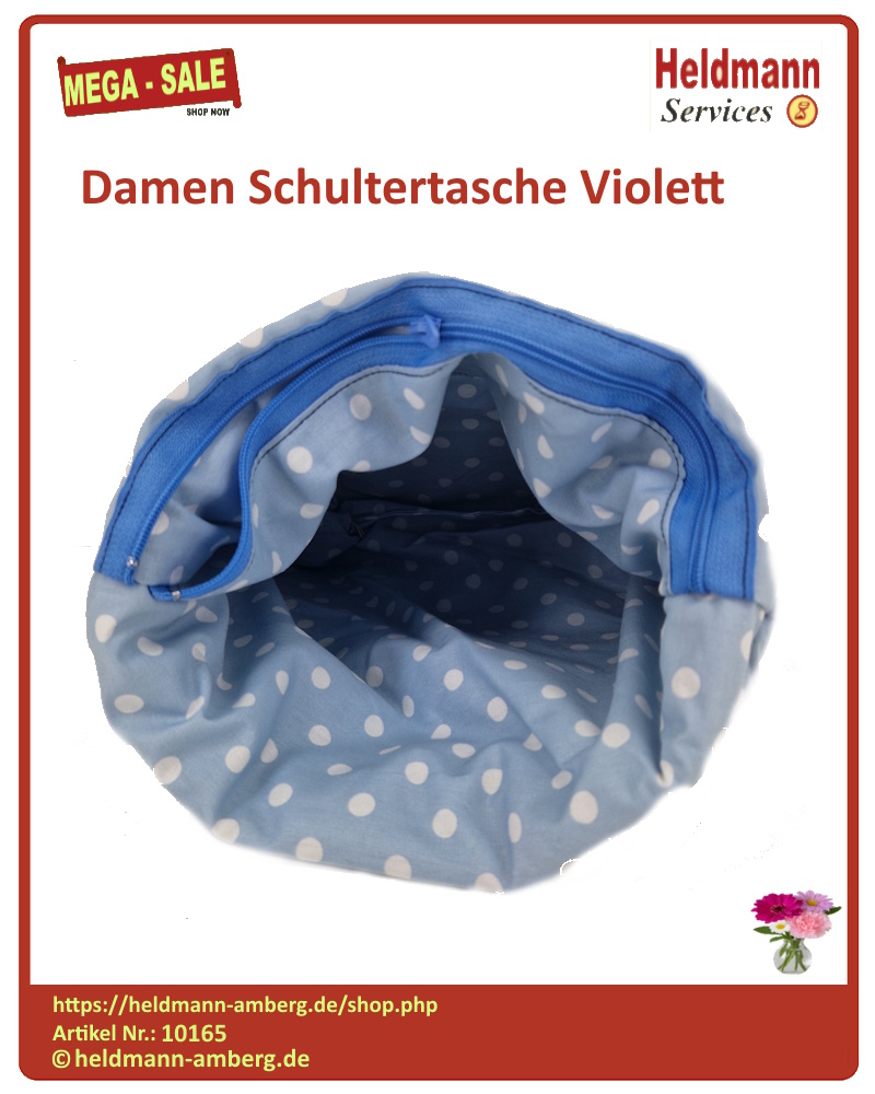10165 Damen Schultertasche Violett Innenseite